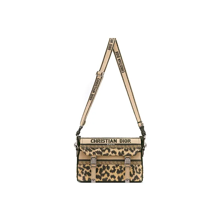 DIOR DiorCamp Embroidery Messenger Bag Shoulder Bag Crossbody Bag Small Size Women's Leopard Print-5