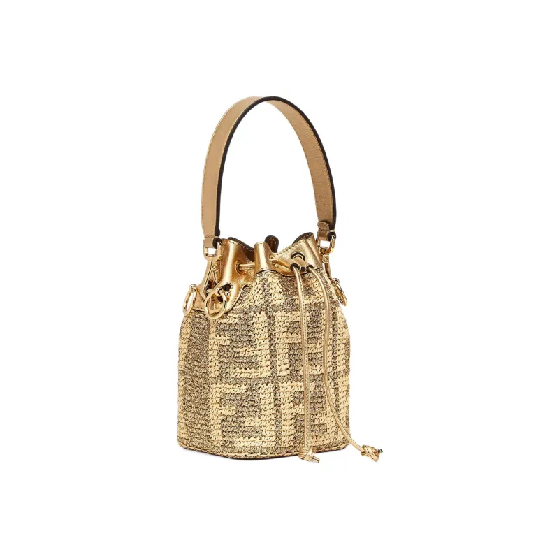 FENDI Cotton Shoulder Bag, Crossbody Bag, Handbag Mini Women's Beige/Gold-1