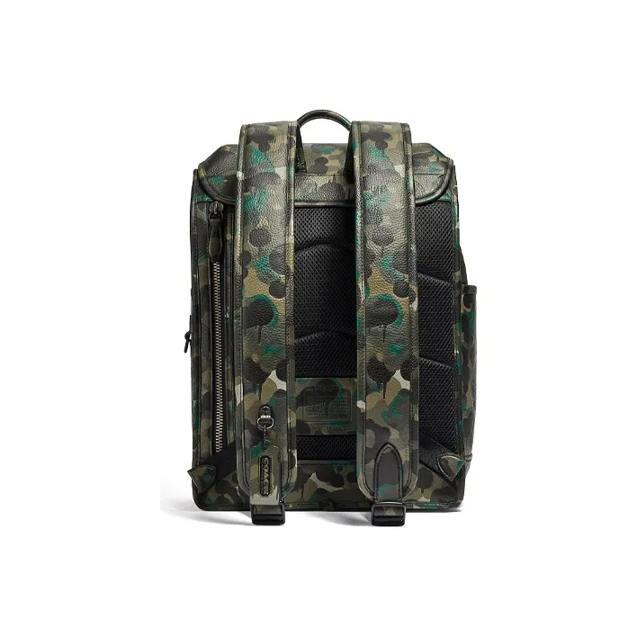 COACH Pebbled Leather Backpack Large Size Men's Camouflage-2