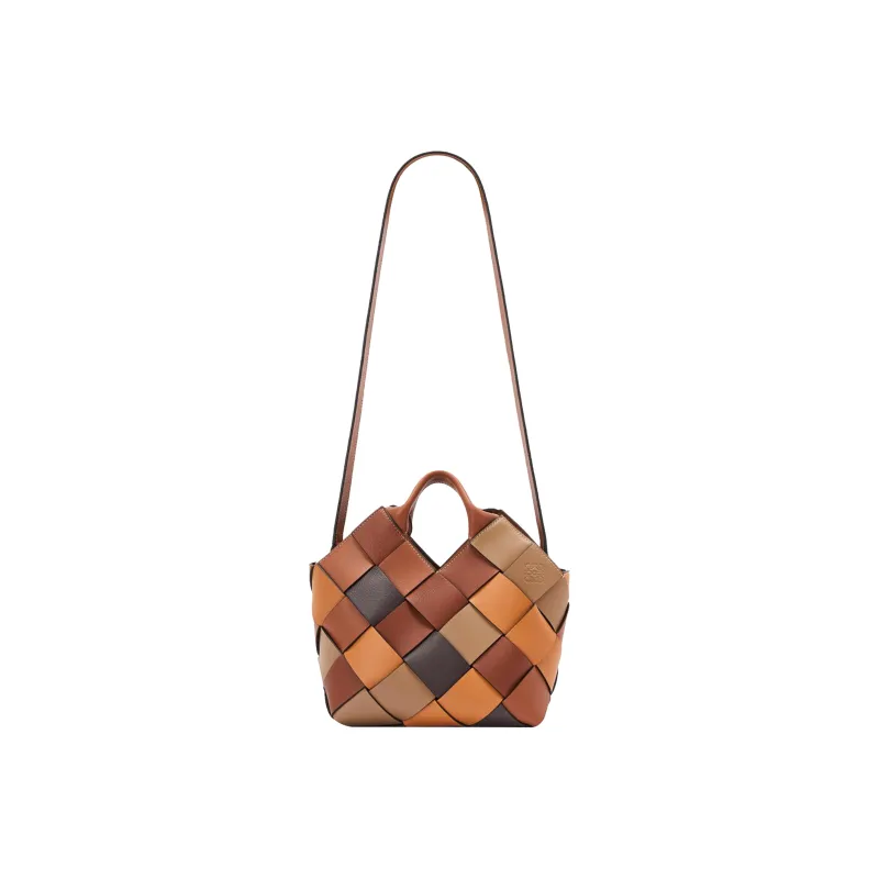 LOEWE SurplusBasket Soft Grain Cow Leather Handbag Small Size Women's Brown-1