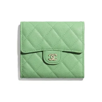 CHANEL Classic Flap CF Caviar Calfskin Wallet Women's Green