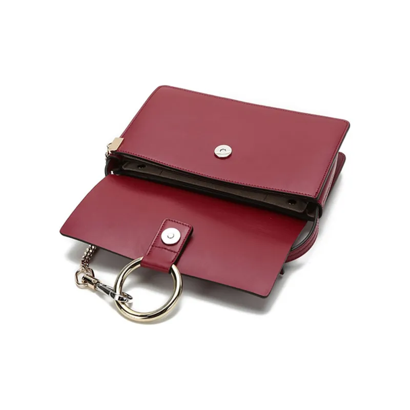 Chloe Chloé Bags Cow Leather Shoulder Bag Women's Burgundy-5