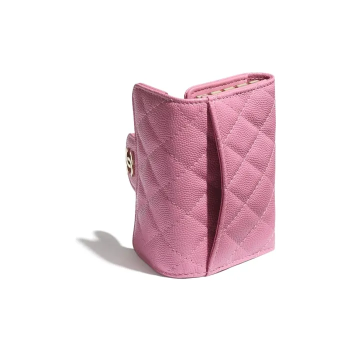 CHANEL Caviar Cow Leather Wallet Women's Pink-1