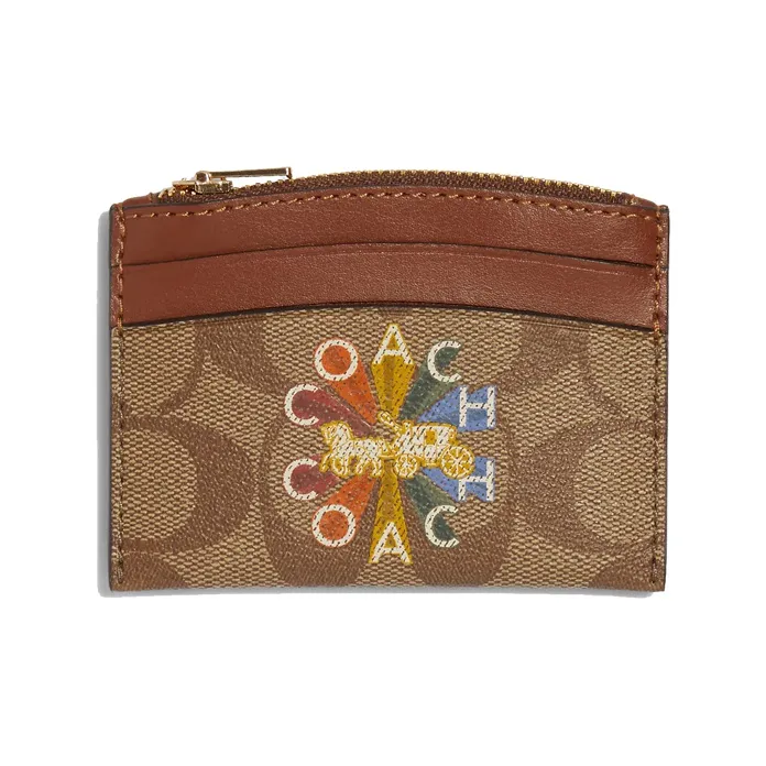 COACH Card Case Canvas Card Holder Mini Unisex Khaki-0
