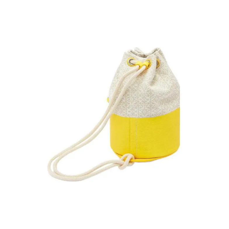 LOEWE Sailor Cow Leather Bucket Bags Shoulder Bags Small Size Women's Lemon-1