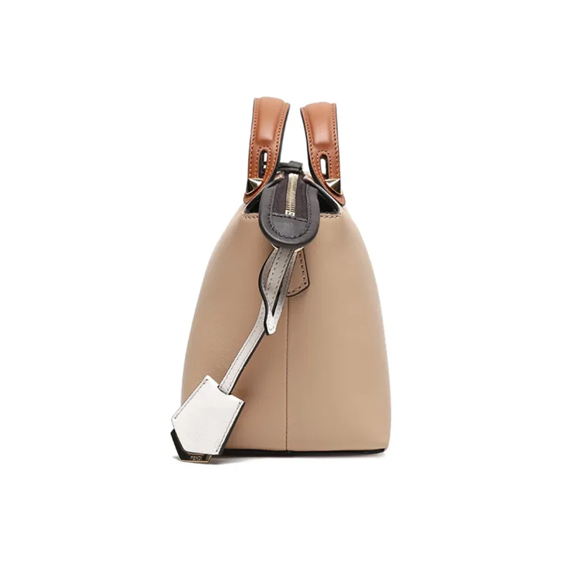 FENDI By The Way Series Cow Leather Boston Bag Handbag Shoulder Bag Crossbody Bag Women's Beige Multicolor-2