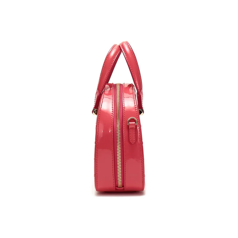 MCM Essential Visetos Origina Shiny Leather Portable Crossbody Bag, Shoulder Bag Mini Women's Watermelon Red-2