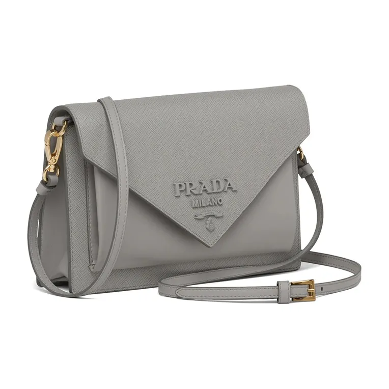 PRADA Saffiano Leather Handbag Women's Gray-1