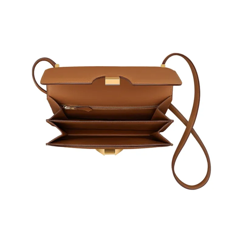 HERMES 2002 Calfskin Shoulder Bag Crossbody Bag Small Size Women's Brown-3