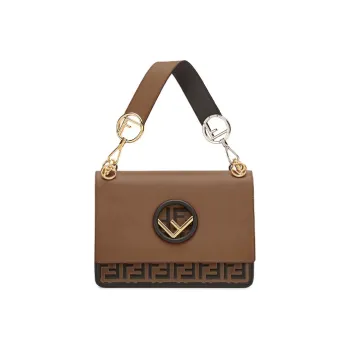 FENDI Kan I Cow Leather Crossbody Handbag Shoulder Bag Women's Chocolate