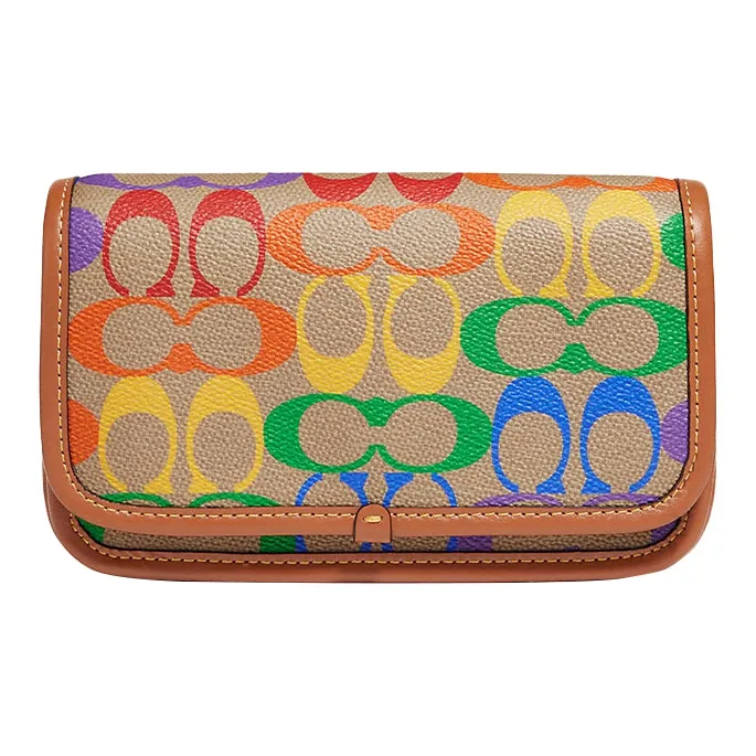 COACH Charter Leather Crossbody Bag Trumpets Women's Rainbow Monogram-0