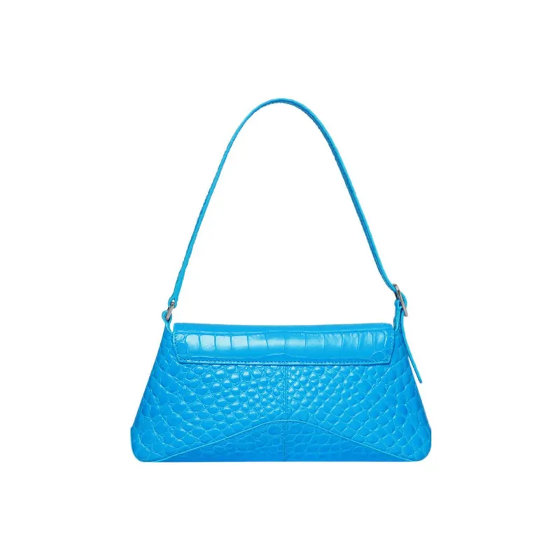 Balenciaga Crocodile Pattern Embossed Cow Leather Handbag, Shoulder Bag, Crossbody Bag Small Size Women's Blue-1