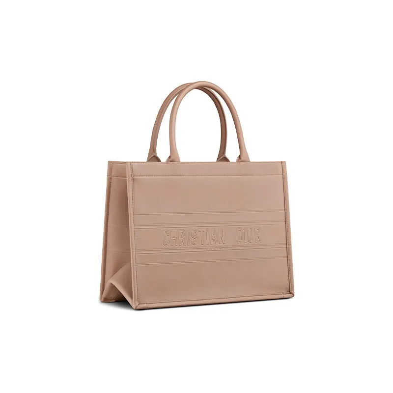 DIOR BookTote Cow Leather Tote Bag Shopping Bag Shoulder Bag Handbag Women's Warm Taupe Gray-1