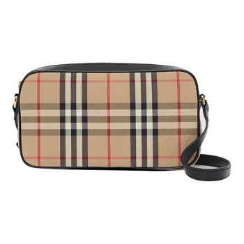 Burberry Vintage Leather With Fabric Camera Bag, Shoulder Bag, Crossbody Bag Small Size Women's Archive Beige