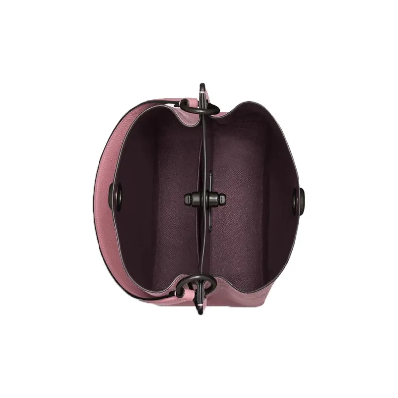 COACH Pebbled Leather Bucket Bag, Handbag, Shoulder Bag, Crossbody Bag Small Size Women's Pink-3