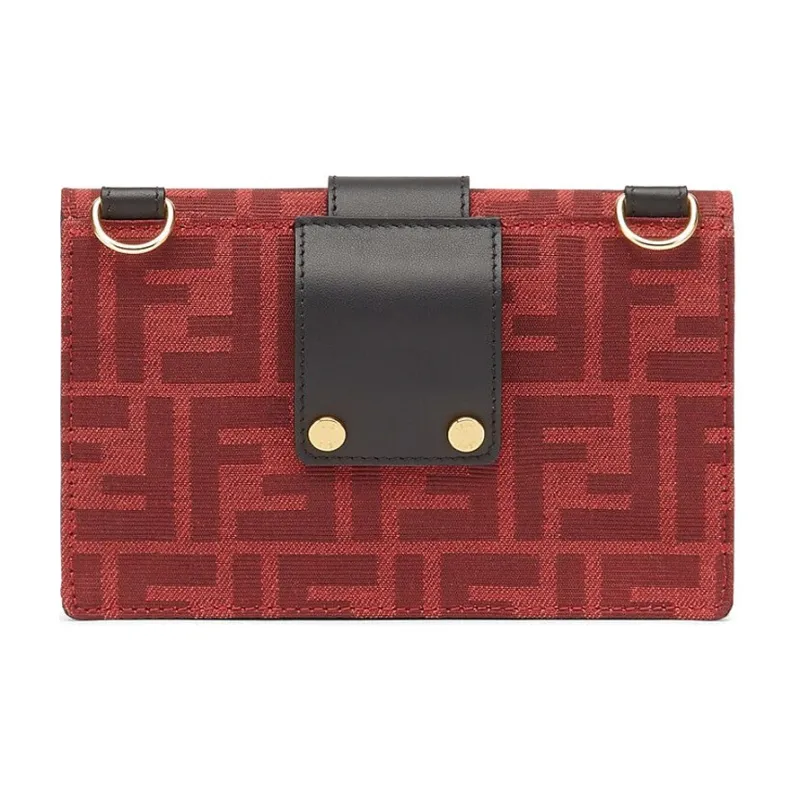 FENDI Baguette Jacquard Canvas With Leather Clutch Baguette Bag Shoulder Bag Crossbody Bag Regular Men's Red/Black-2