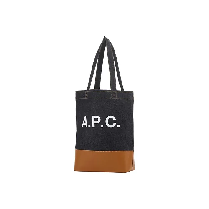 A.P.C Axel Fabric Tote Bag Shopping Bag Shoulder Bag Handbag Men's Blue-1