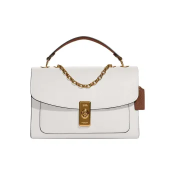 COACH Lane Pebbled Leather Shoulder Bag Trunk Bag Crossbody Bag Shoulder Bag Women's White
