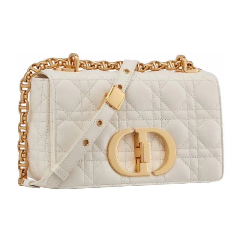 DIOR Caro Soft Calfskin Crossbody Bag, Shoulder Bag Women's White-1
