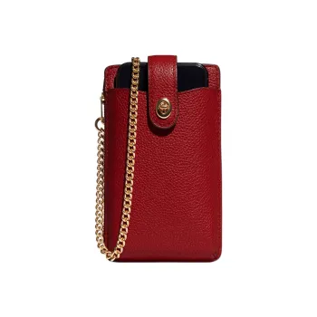 COACH Turnlock Leather Crossbody Bag With Cell Phone Pouch Mini Women's Burgundy