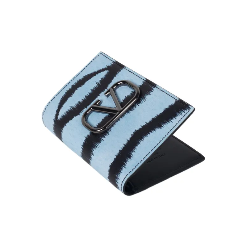 Valentino Cow Leather Card Clip Card Holder Regular Men's Blue-2