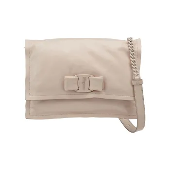 FERRAGAMO Cow Leather Pillow Bag Shoulder Bag Crossbody Bag Small Size Women's Ice Cream/Light Pink