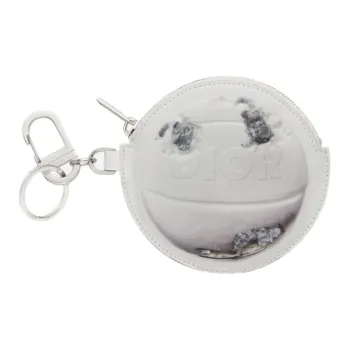 DIOR Cow Leather Coin Purse Unisex White