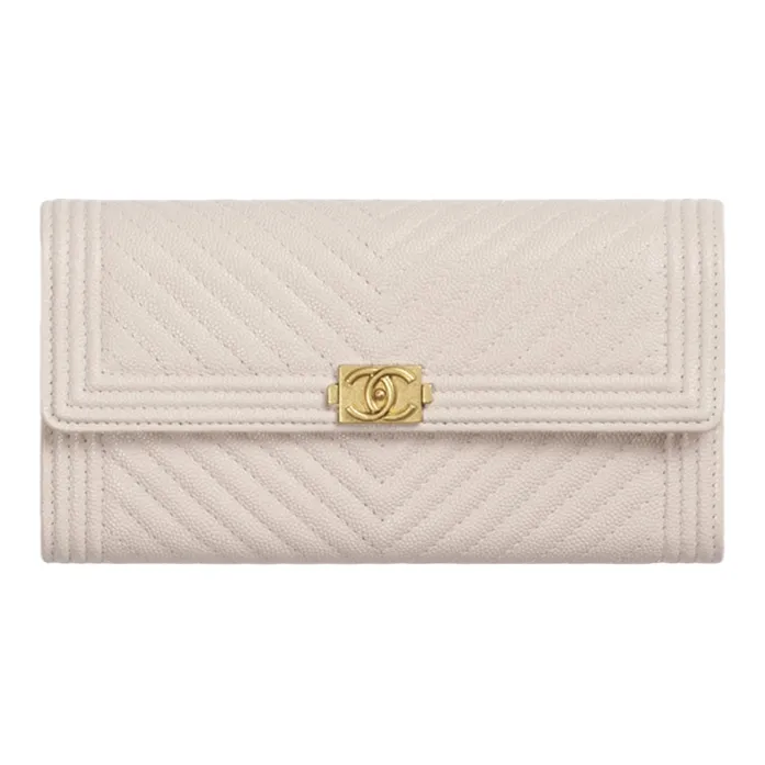 CHANEL Leboy Grain Embossed Calfskin Flap Wallet Women's Light Purple-0