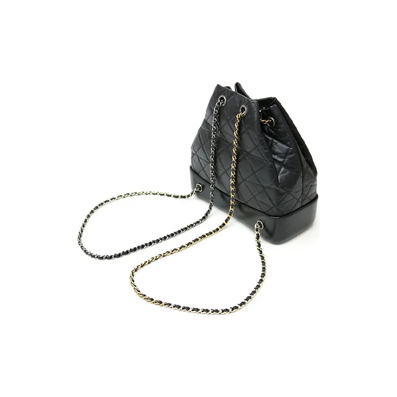 CHANEL Gabrielle Cow Leather Backpack Trumpets Women's Black-3