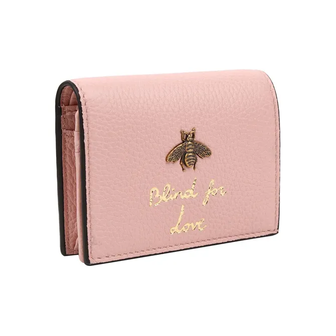 GUCCI Leather Wallet, Card Holder Women's Light Pink-2