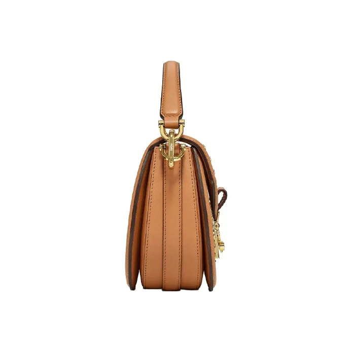 MCM Leather Shoulder Bag Mini Women's Cognac-4