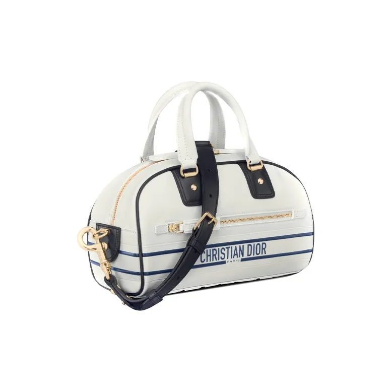 DIOR Smooth Cow Leather Bowling Bag, Shoulder Bag, Crossbody Bag, Handbag Trumpets Women's White-2