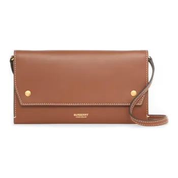 Burberry Leather Cell Phone Pouch Unisex Brown
