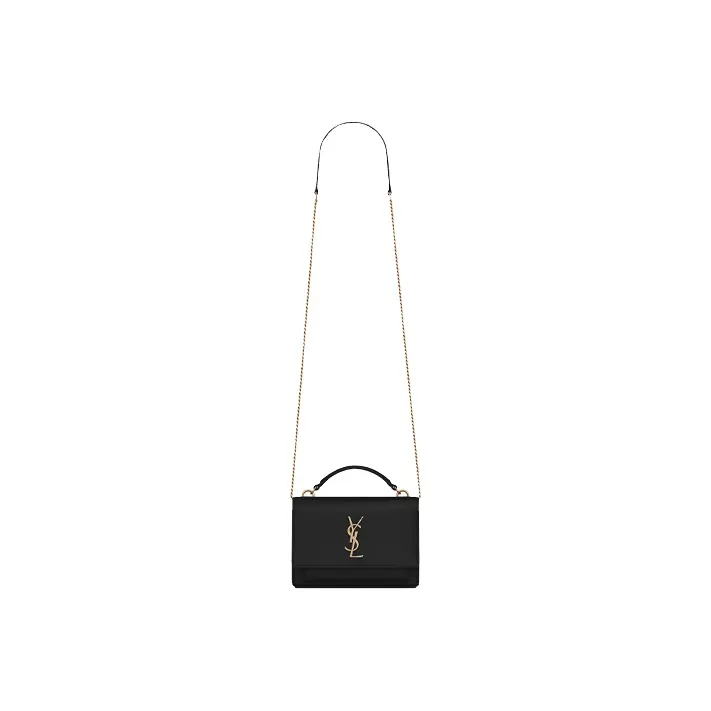 SAINT LAURENT Sunset Chain Wallet In Smooth Leather Noir-0
