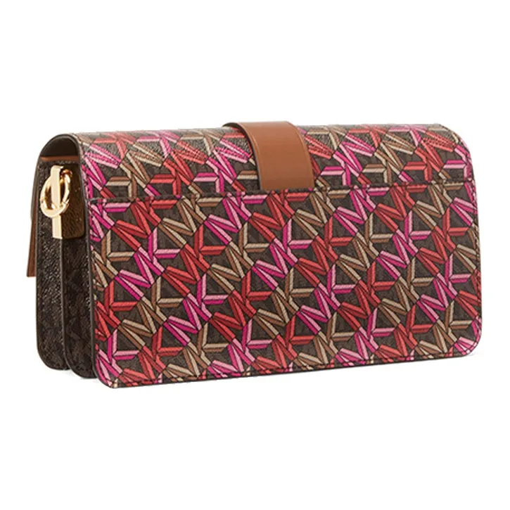 MICHAEL KORS Greenwich Artificial Leather Baguette Shoulder Bag Women's Brown & Red-1