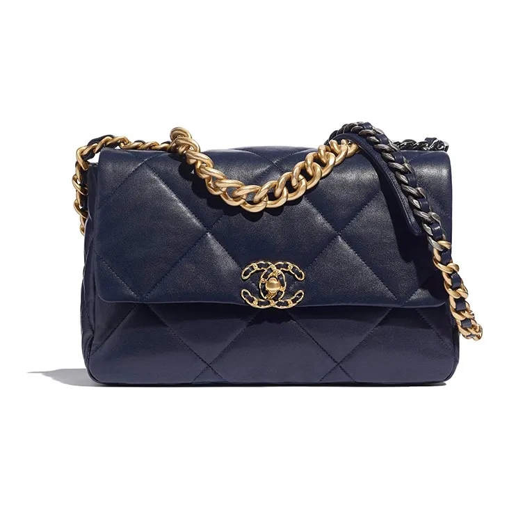 CHANEL 19Bag Lambskin Handbag, Shoulder Bag, Crossbody Bag Women's Dark Blue-0