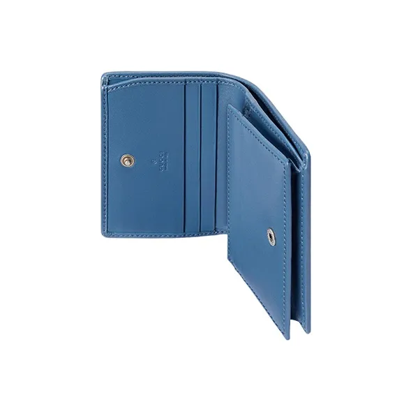 GUCCI GG Marmont Quilting Leather Coin Purses Card Holders Women's Blue-4
