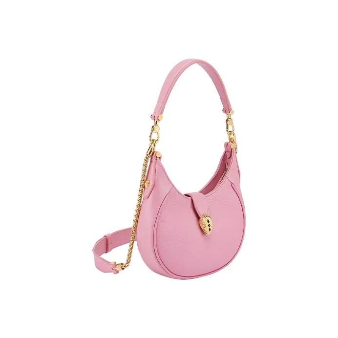 BVLGARI Serpenti Ellipse Cow Leather Shoulder Bag Portable Crossbody Bag Shoulder Bag Women's Flamingo Quartz Pink-1