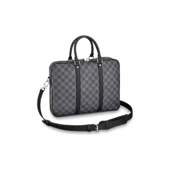 LOUIS VUITTON Canvas Briefcase, Laptop Bag, Shoulder Bag, Crossbody Bag, Handbag Small Size Men's Black