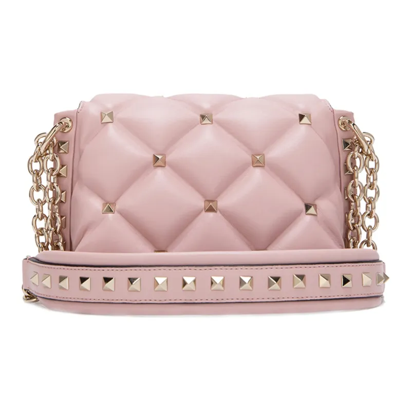 Valentino Leather Shoulder Bag Crossbody Bag Women's Rose Red-3