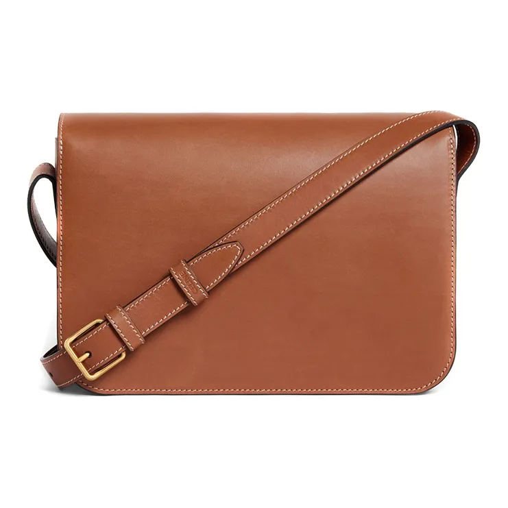 CELINE Cow Leather Crossbody Bags Shoulder Bags Medium Size Women's Tawny-2