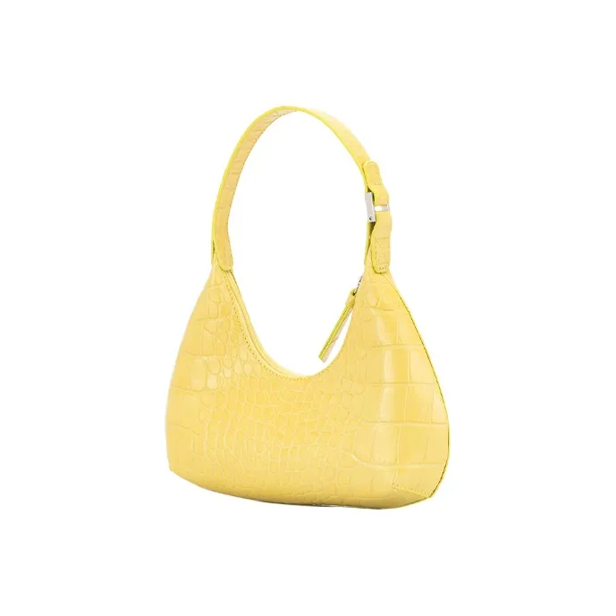 By Far Crocodile Pattern Cow Leather Shoulder Bag Crescent Bag Handbag Shoulder Bag Mini Women's Cadillac Yellow-1
