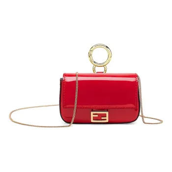 FENDI Baguette Cow Leather Coin Purse Baguette Bag Shoulder Bag Crossbody Bag Extra Mini Women's Red