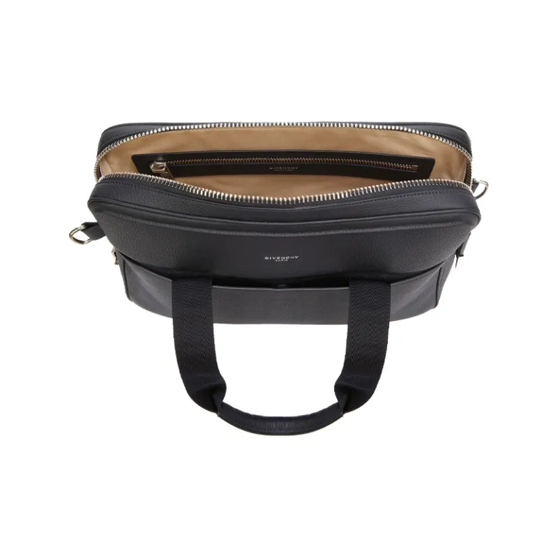 GIVENCHY Grained Leather Briefcases Handbags Men's Black-6