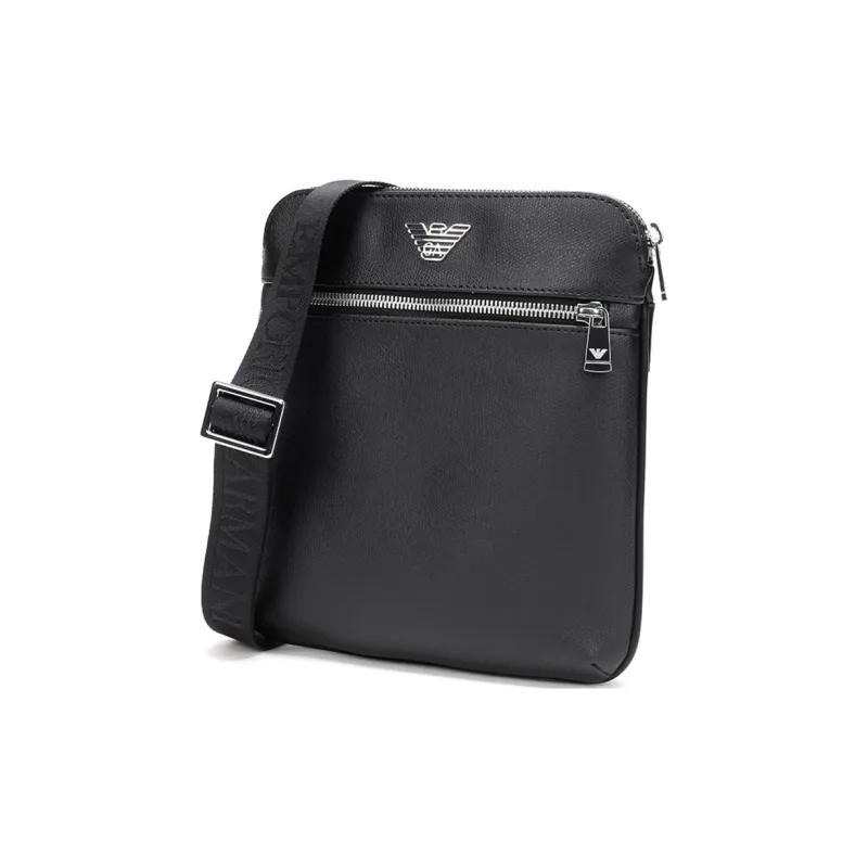 EMPORIO ARMANI Leather Crossbody Bag Shoulder Bag Men's Black-1