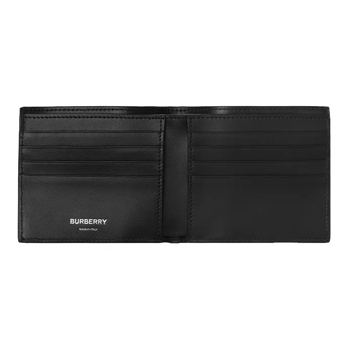 Burberry Leather Double-Fold Money Clip Double-Fold Wallet Men's Black-2