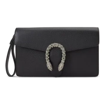 GUCCI Dionysus Leather Clutch Women's Black