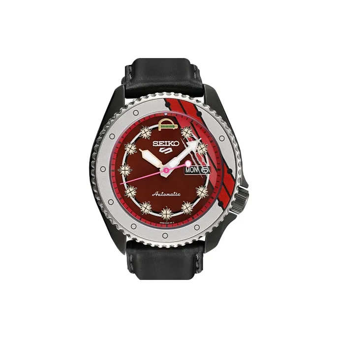 SEIKO SEIKO5 Collection Mechanical Movement Leather Watch Bands Watch Men's Watch Red Watch Dial-2