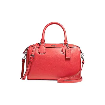 COACH Bennett Leather Boston Bag Shoulder Bag Crossbody Bag Handbag Small Size Women's Red