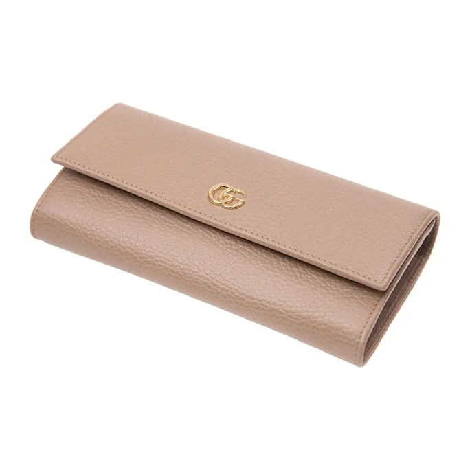 GUCCI Marmont Leather Wallet Regular Women's Nude Pink-3